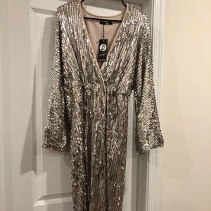 Silver and rose gold sequin party dress